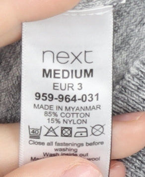 Next Men's Grey Medium Polo Shirt Cotton Blend Short Sleeve