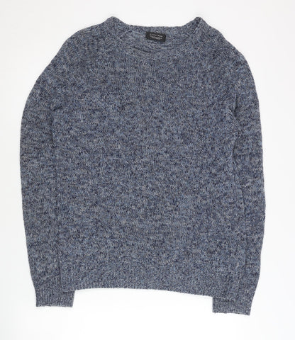 Zara Man Men's Blue M Pullover Jumper Knit Cotton Blend Crew Neck