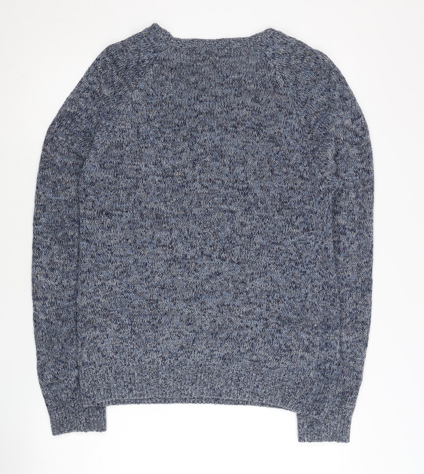 Zara Man Men's Blue M Pullover Jumper Knit Cotton Blend Crew Neck