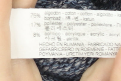 Zara Man Men's Blue M Pullover Jumper Knit Cotton Blend Crew Neck