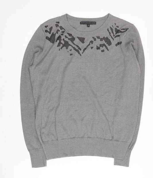 Betty Jackson Black Women’s Grey Animal Print Jumper Size 10