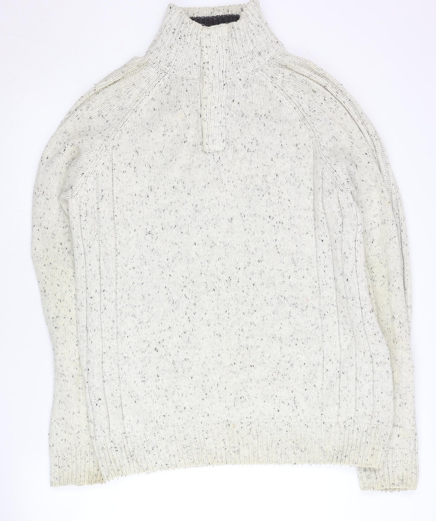 Boston Crew Men’s Ivory L Chunky Knit 1/4 Zip Mock Neck Jumper