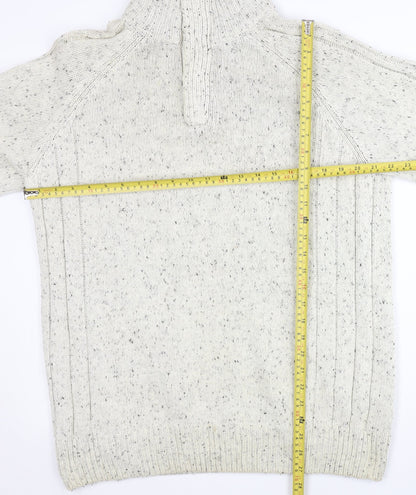 Boston Crew Men’s Ivory L Chunky Knit 1/4 Zip Mock Neck Jumper