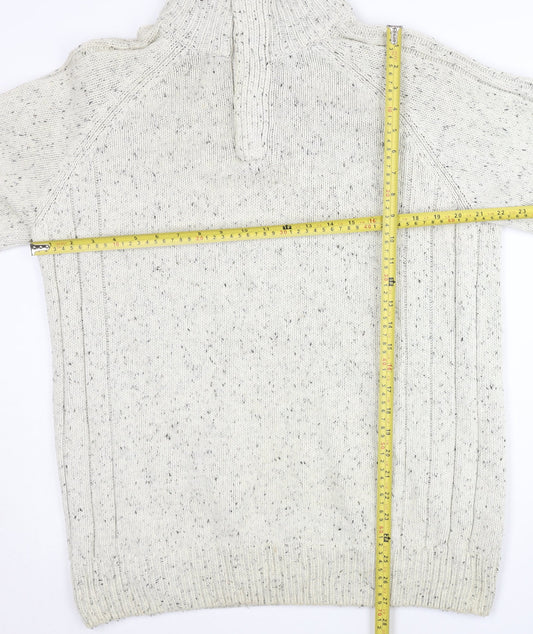 Boston Crew Men’s Ivory L Chunky Knit 1/4 Zip Mock Neck Jumper