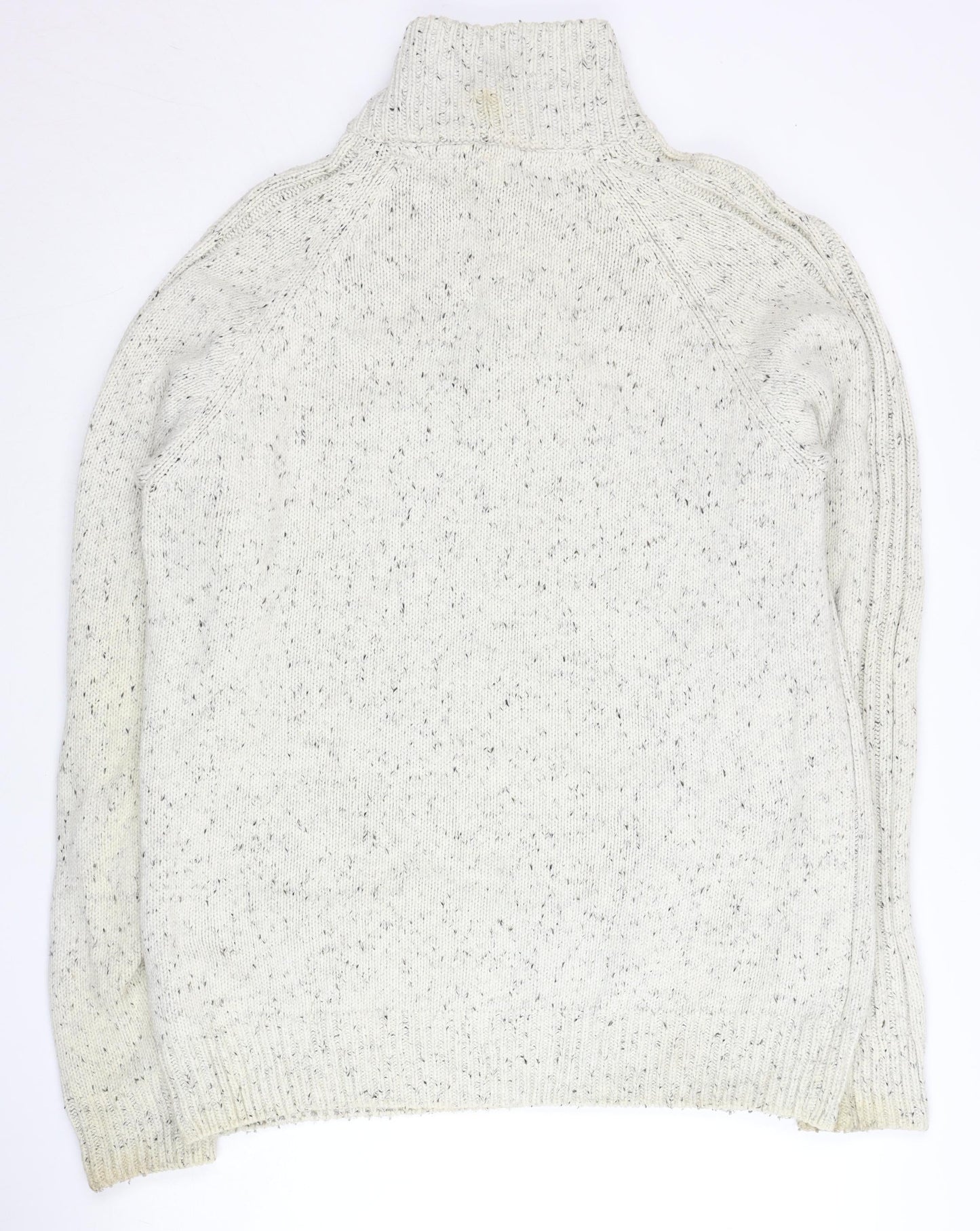 Boston Crew Men’s Ivory L Chunky Knit 1/4 Zip Mock Neck Jumper