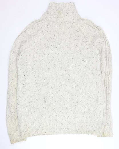 Boston Crew Men’s Ivory L Chunky Knit 1/4 Zip Mock Neck Jumper