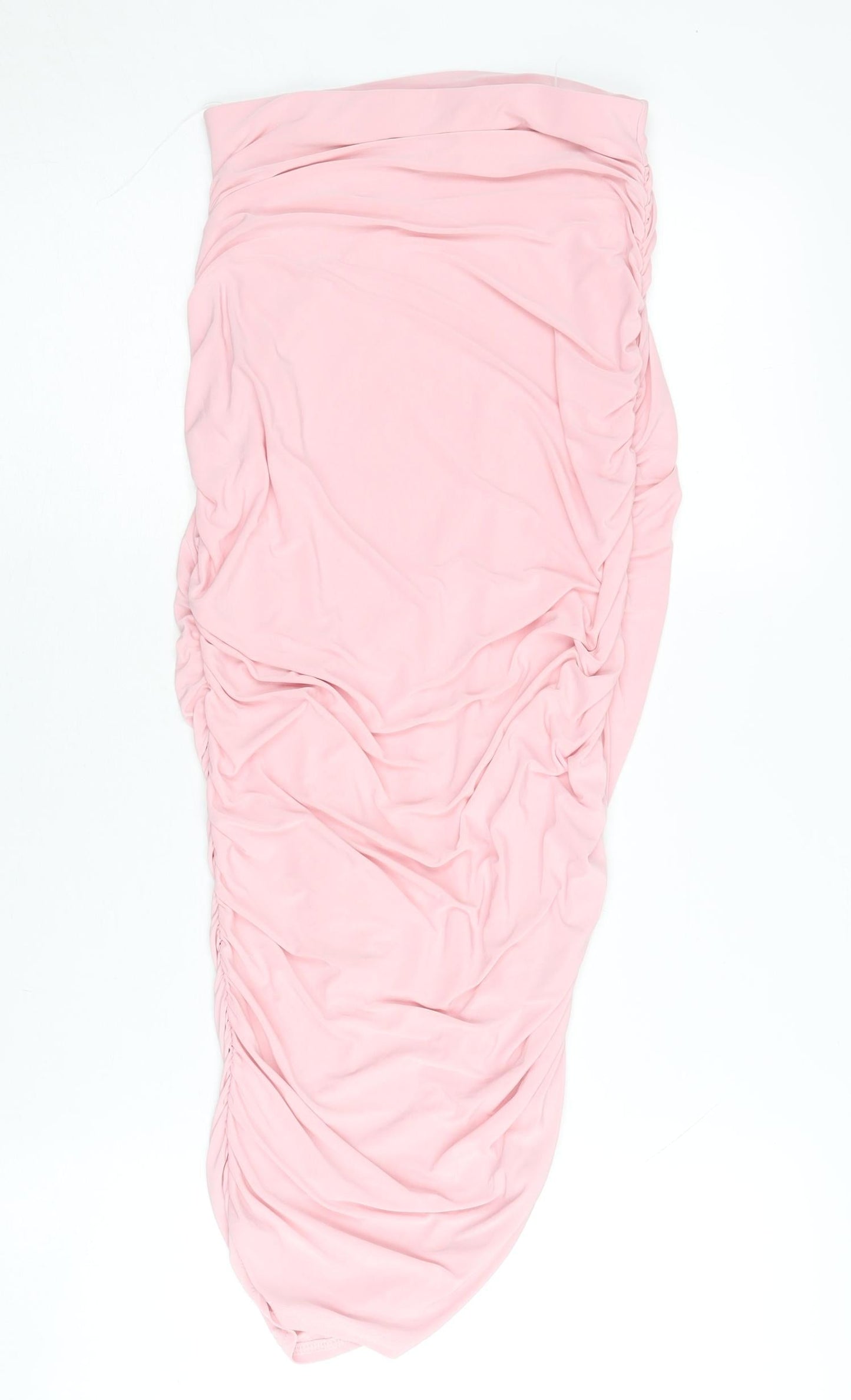 PrettyLittleThing Women’s Pink Ruched Midi Pencil Skirt Size 4