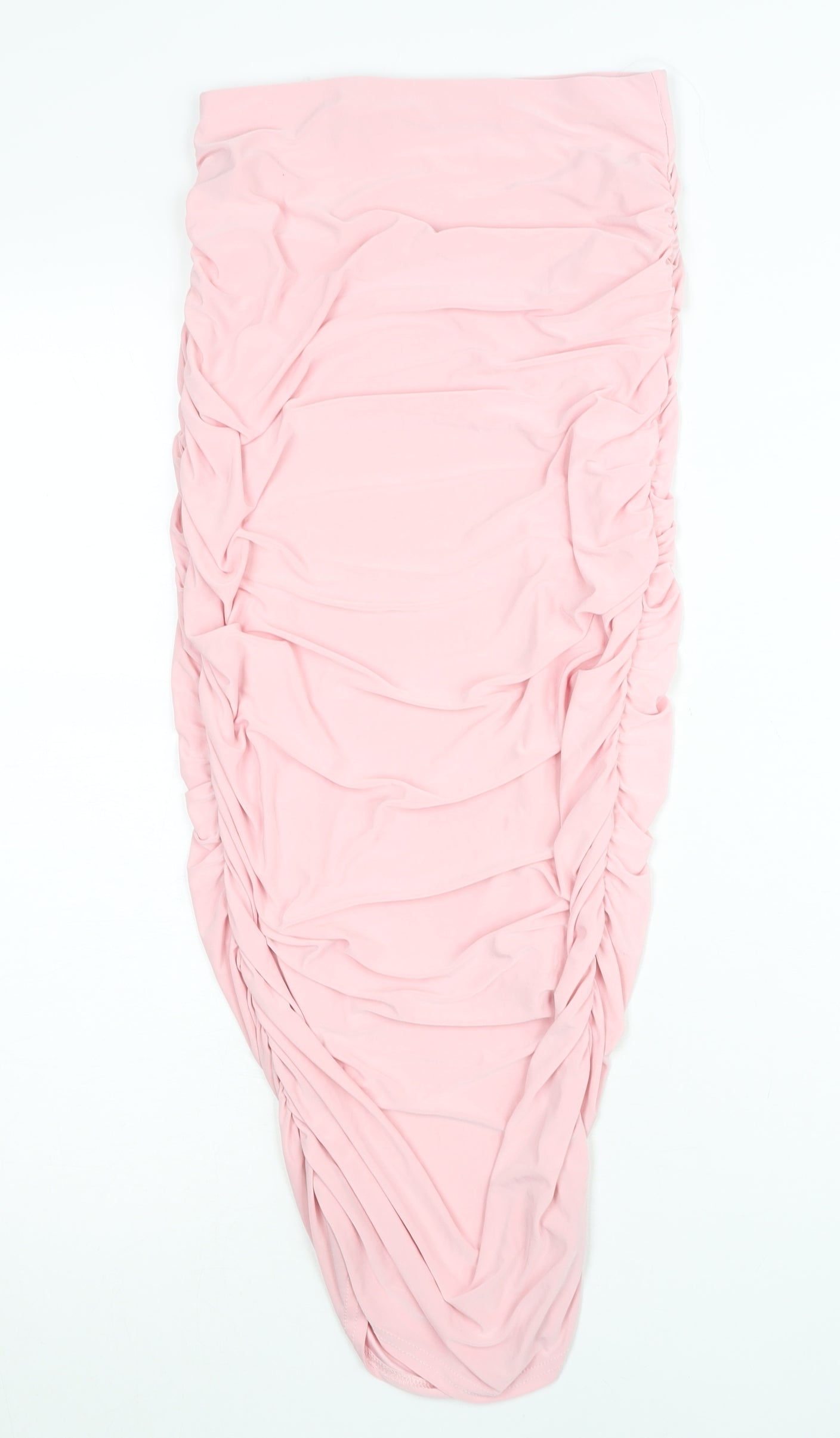 PrettyLittleThing Women’s Pink Ruched Midi Pencil Skirt Size 4