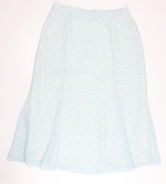 Eastex Women’s Blue Floral Midi A-Line Skirt Size 14 Polyester