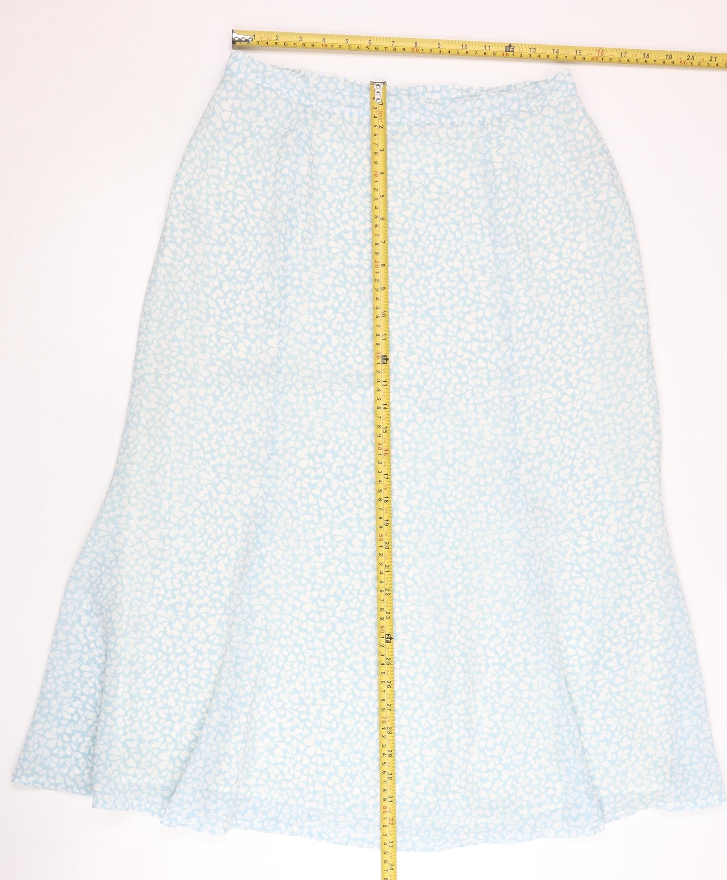 Eastex Women’s Blue Floral Midi A-Line Skirt Size 14 Polyester