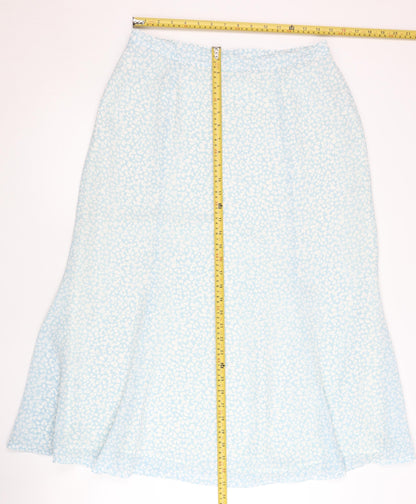 Eastex Women’s Blue Floral Midi A-Line Skirt Size 14 Polyester