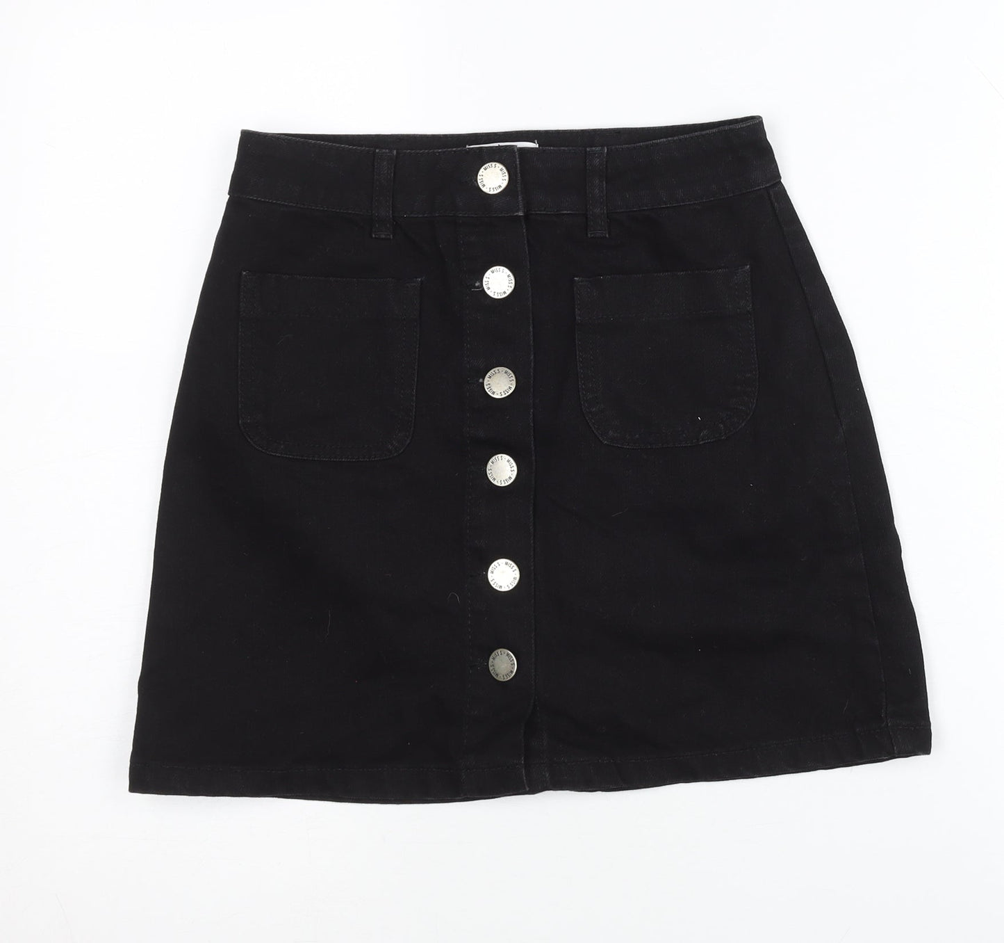 Miss Selfridge Womens Black Denim A-Line Skirt Size 8