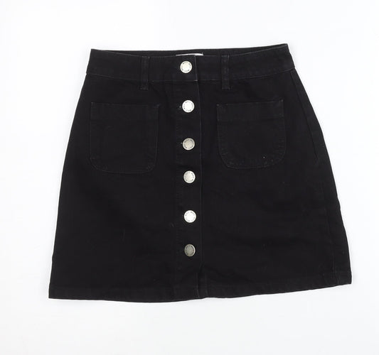Miss Selfridge Womens Black Denim A-Line Skirt Size 8