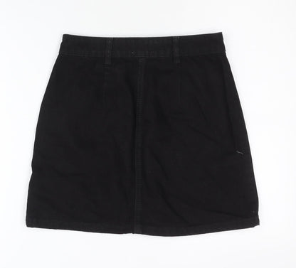 Miss Selfridge Womens Black Denim A-Line Skirt Size 8