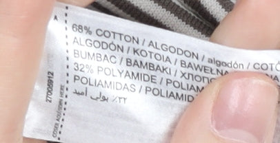 MNG Men Grey Striped 2XL Polo Shirt Cotton Blend Short Sleeve