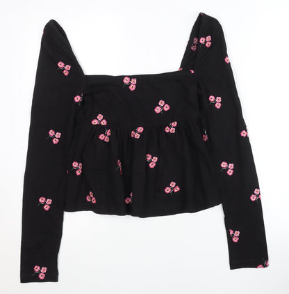 Womens UK Size 10 ASOS Black Cropped Blouse