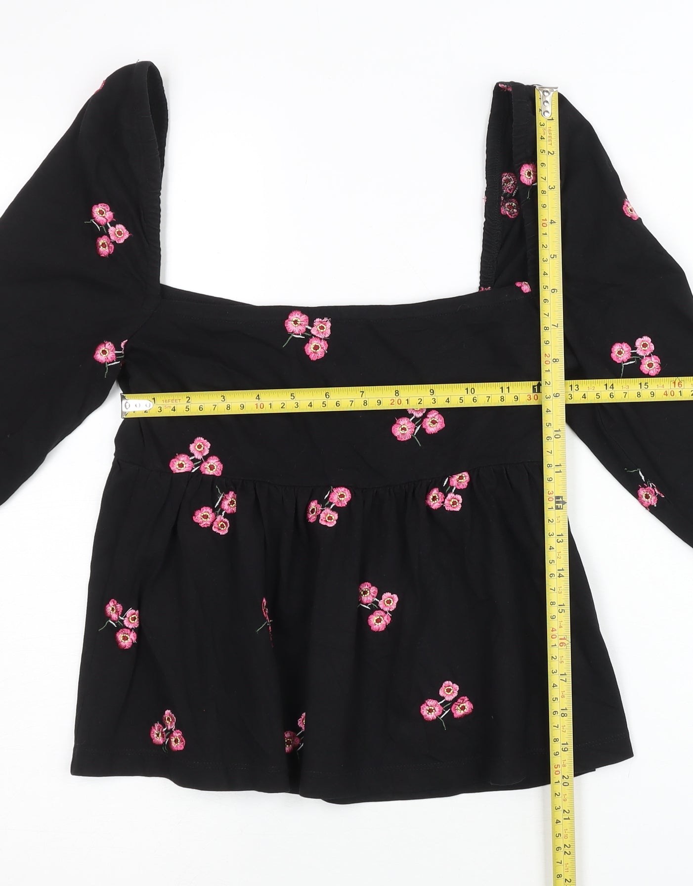 Womens UK Size 10 ASOS Black Cropped Blouse