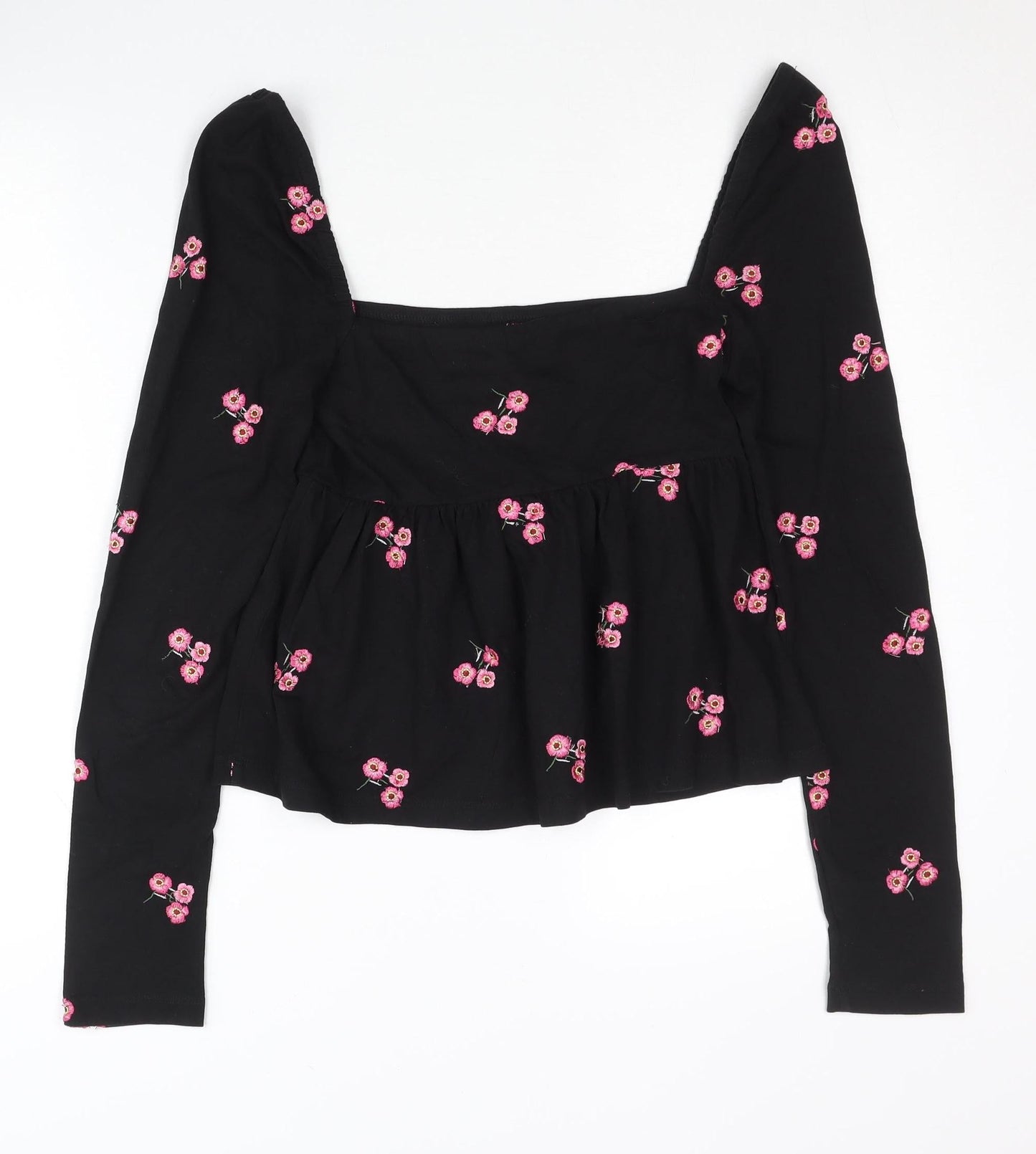 Womens UK Size 10 ASOS Black Cropped Blouse