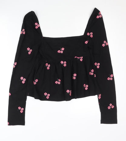 Womens UK Size 10 ASOS Black Cropped Blouse
