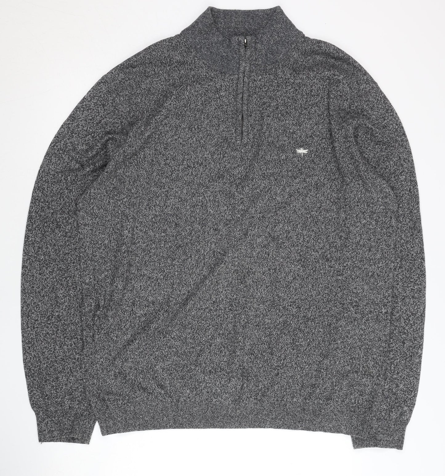 Easy Mens Grey XL 1/4 Zip Mock Neck Knit Jumper Pullover Long Sleeve