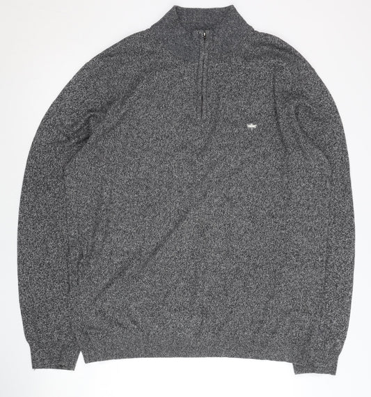 Easy Mens Grey XL 1/4 Zip Mock Neck Knit Jumper Pullover Long Sleeve