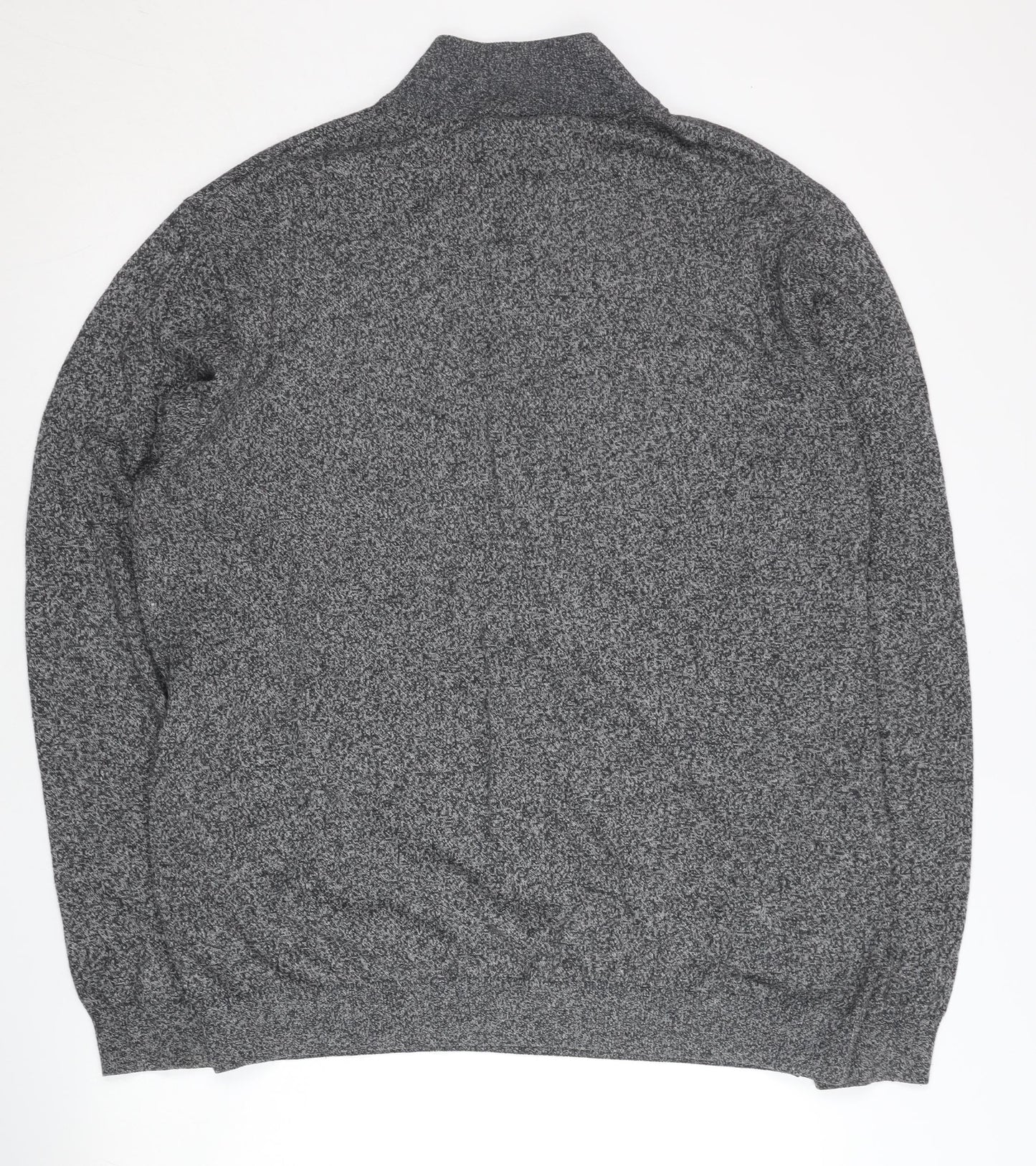 Easy Mens Grey XL 1/4 Zip Mock Neck Knit Jumper Pullover Long Sleeve