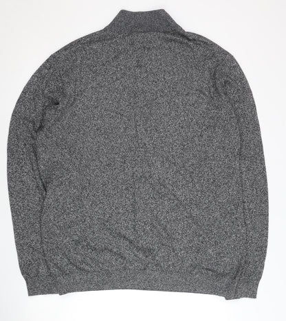 Easy Mens Grey XL 1/4 Zip Mock Neck Knit Jumper Pullover Long Sleeve