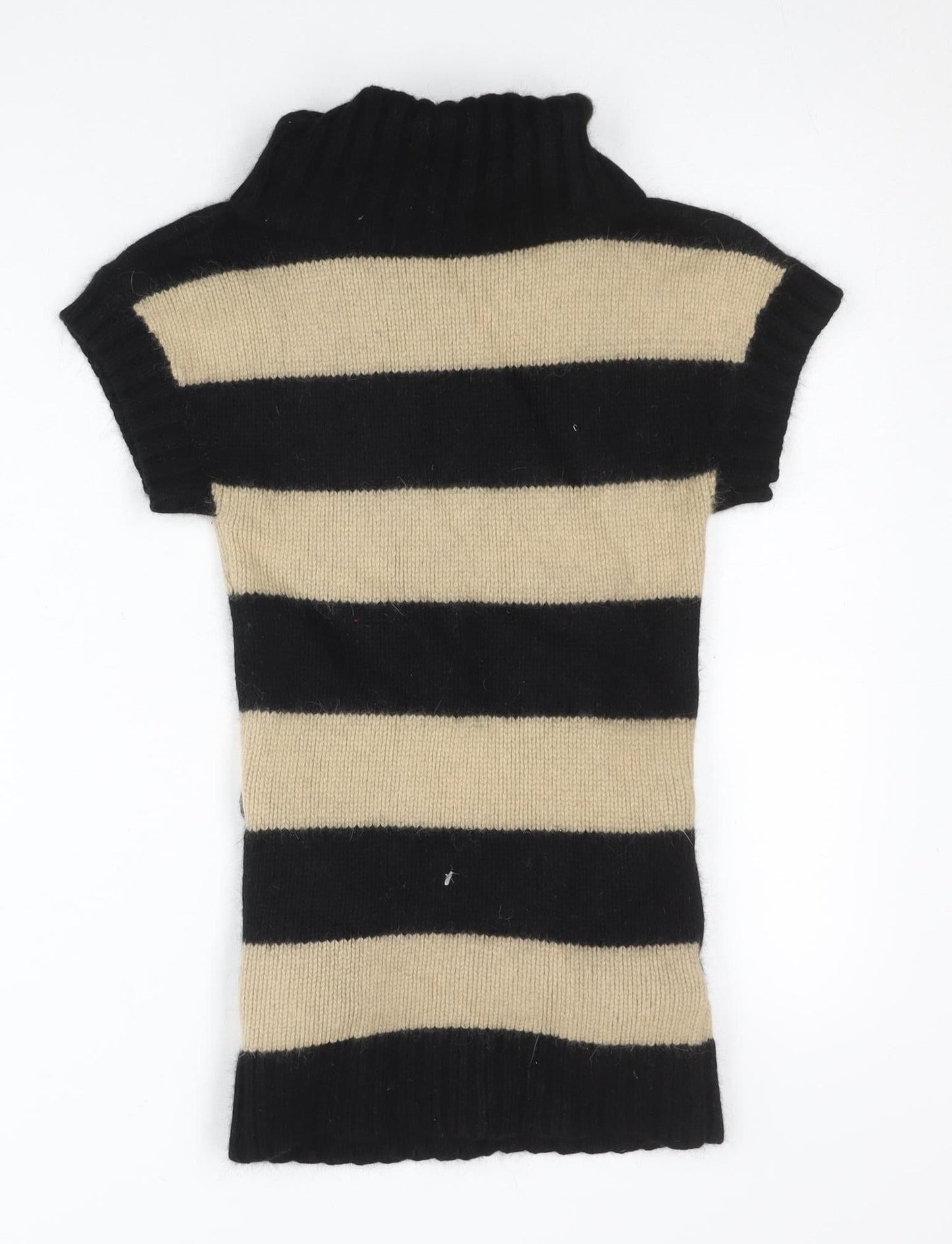 Marks and Spencer Girls Black Beige Striped Angora Tunic Jumper 9-10 Yrs