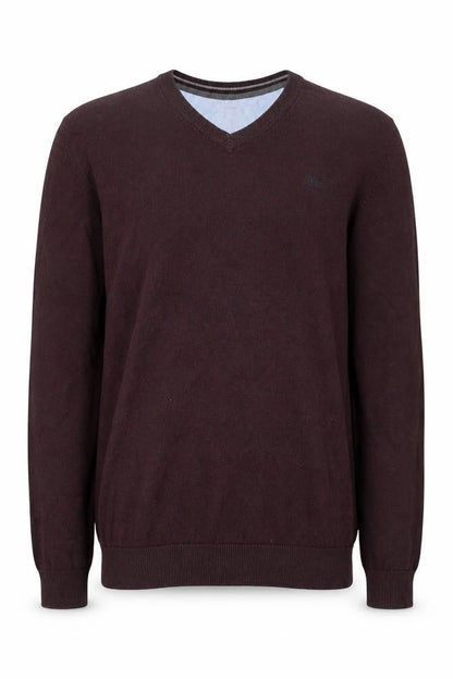 s.Oliver Men’s Brown Cotton V-Neck Jumper Size S