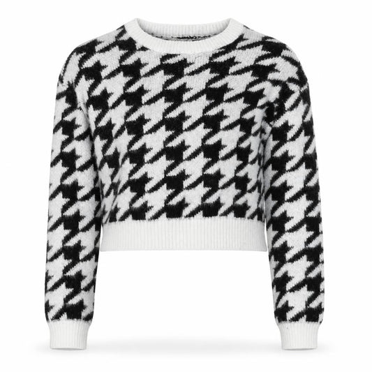Kylie Girls Black White Houndstooth Pullover Jumper 12 Years Long Sleeve
