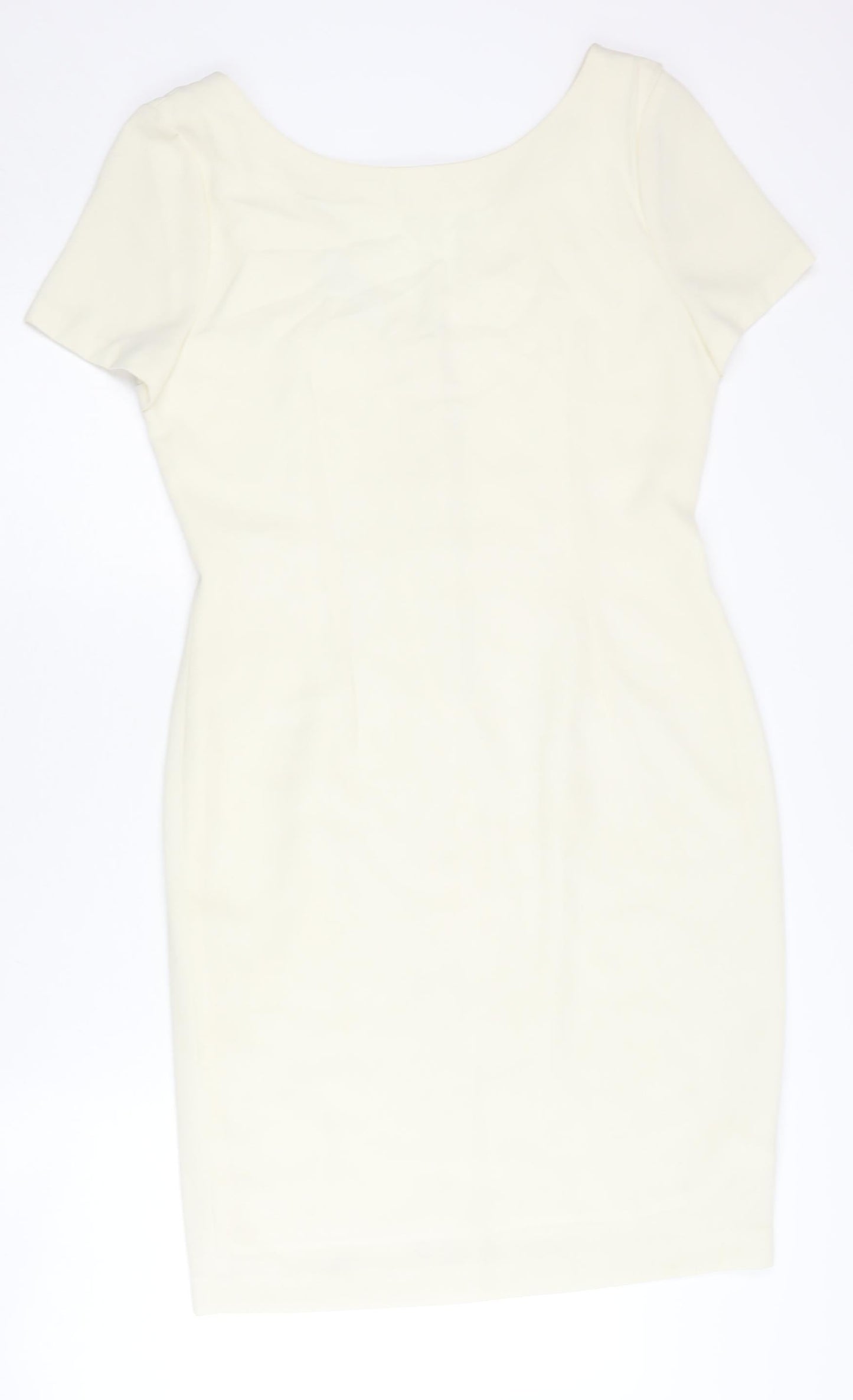 Next Women’s Ivory Sheath Dress Size 12 V-Neck Button Lined