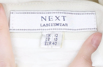 Next Women’s Ivory Sheath Dress Size 12 V-Neck Button Lined