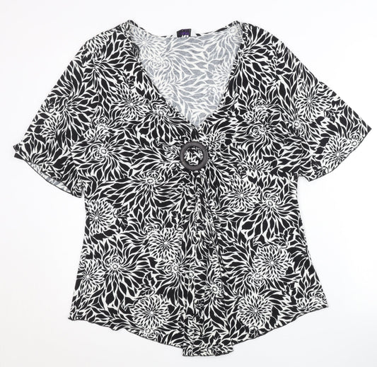 New Look Women’s Black Floral Viscose Tunic Blouse UK 20