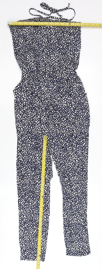 Oasis Women’s Blue Polka Dot Strapless Jersey Jumpsuit Size S