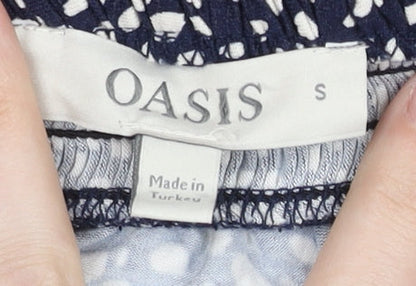 Oasis Women’s Blue Polka Dot Strapless Jersey Jumpsuit Size S