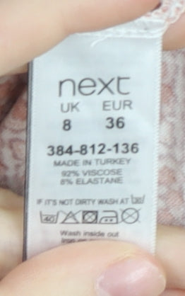 Next Women Red Geometric Floral Slip Dress Size 8 Viscose Stretch