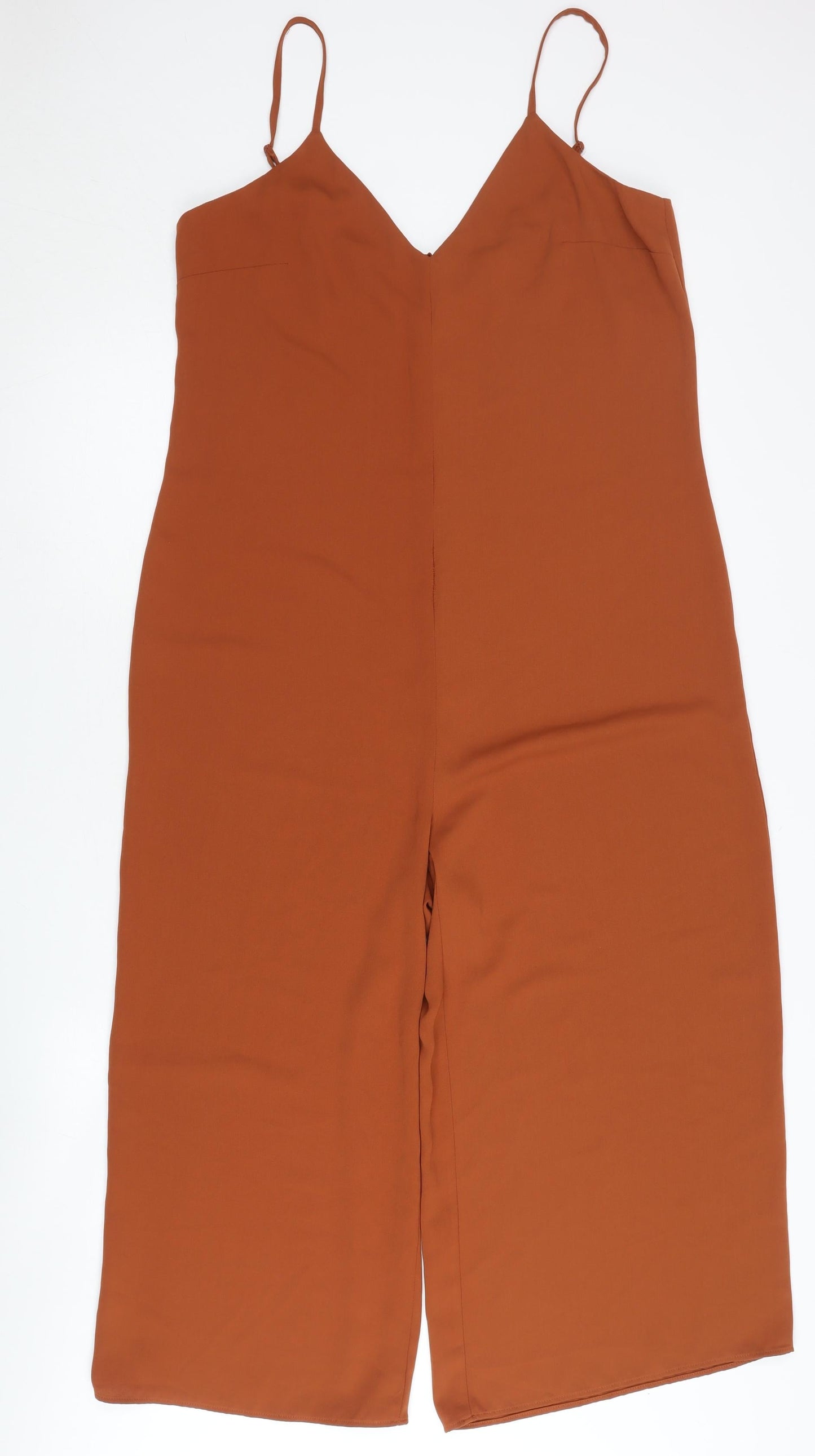 Warehouse Women’s Brown Wide-Leg Sleeveless Jumpsuit Size 14