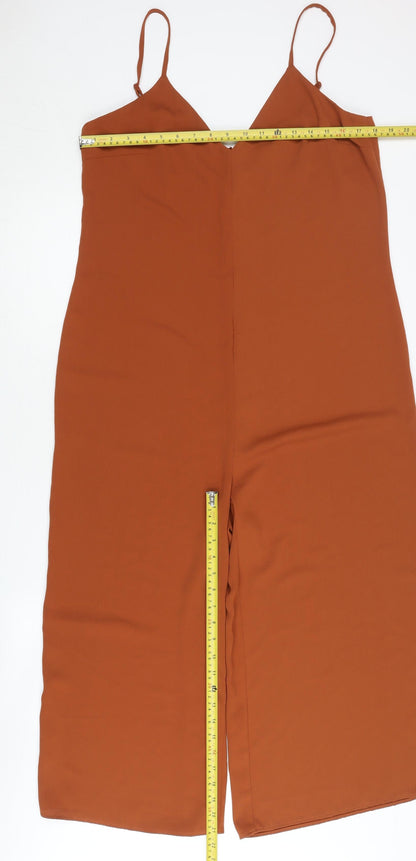 Warehouse Women’s Brown Wide-Leg Sleeveless Jumpsuit Size 14