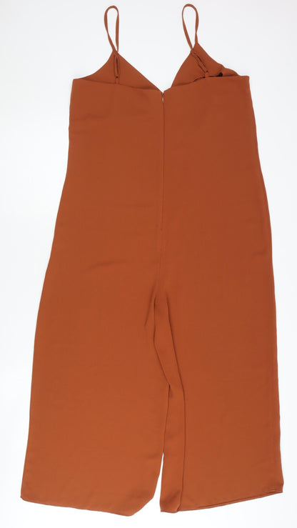 Warehouse Women’s Brown Wide-Leg Sleeveless Jumpsuit Size 14