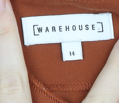 Warehouse Women’s Brown Wide-Leg Sleeveless Jumpsuit Size 14