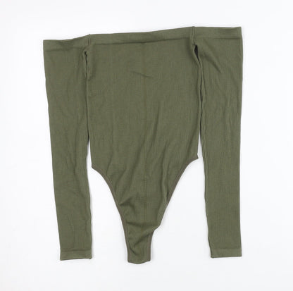 Out From Under Women’s Green XS Ribbed Off Shoulder Bodysuit