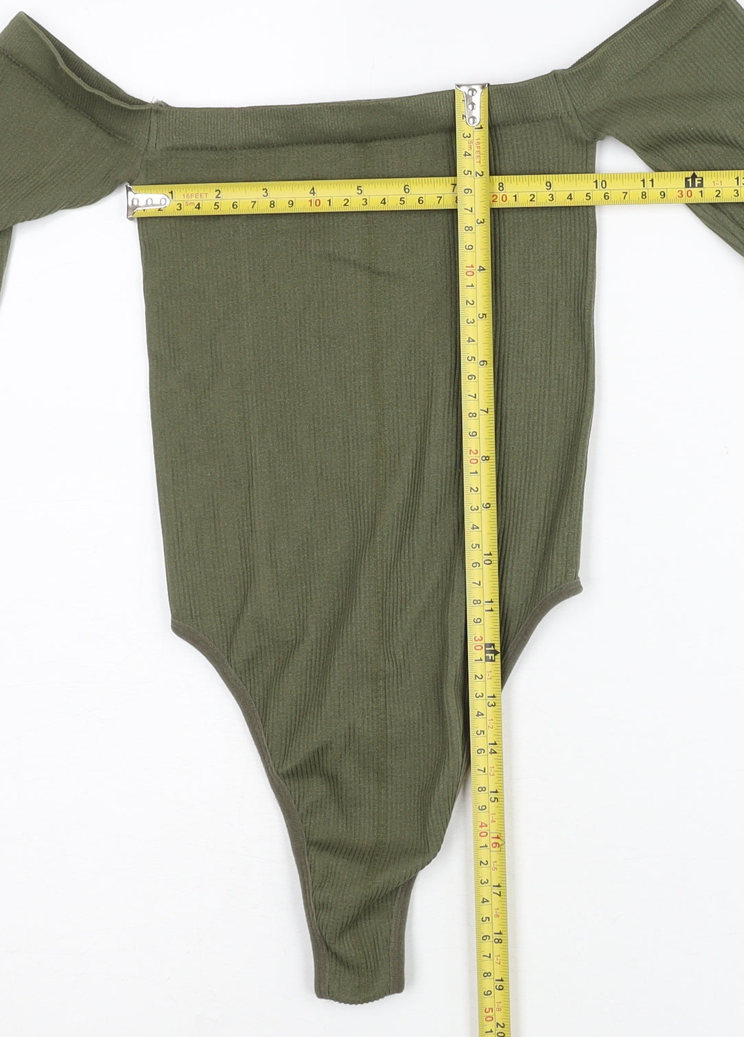 Out From Under Women’s Green XS Ribbed Off Shoulder Bodysuit