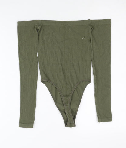 Out From Under Women’s Green XS Ribbed Off Shoulder Bodysuit