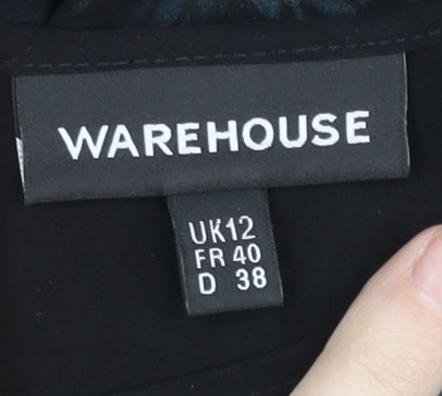 Womens UK Size 12 Warehouse Black Tunic Blouse