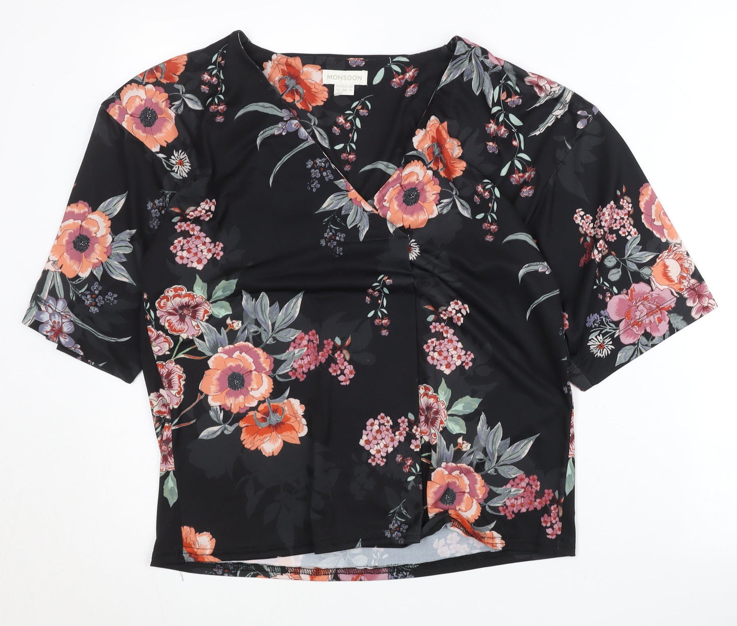 Womens UK Size 10 Monsoon Black Wrap Blouse