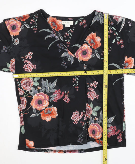Womens UK Size 10 Monsoon Black Wrap Blouse