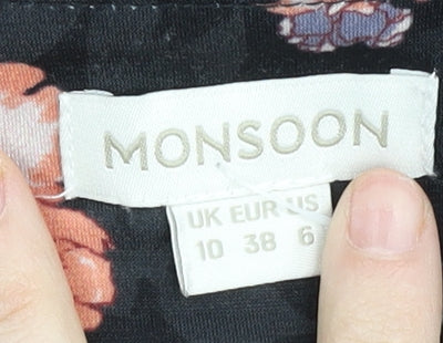 Womens UK Size 10 Monsoon Black Wrap Blouse