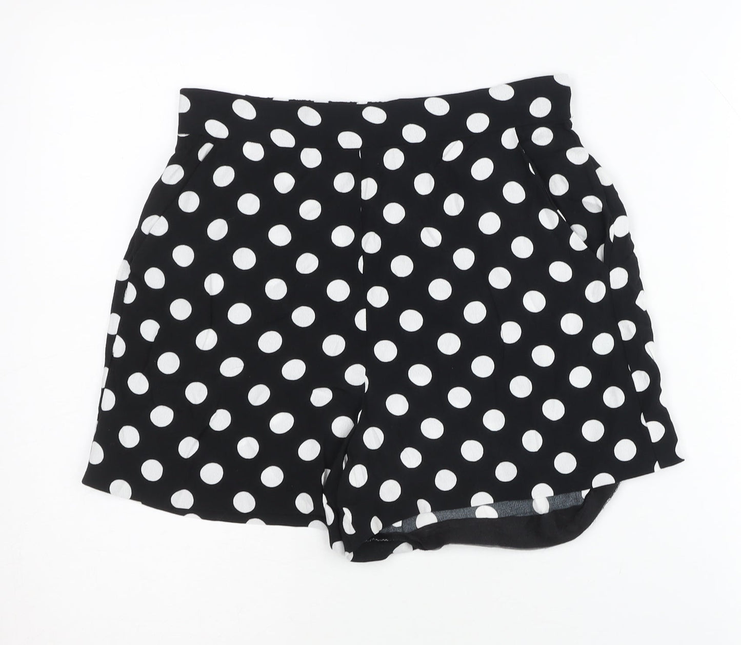 Mango Women’s Black White Polka Dot Paperbag Shorts Size 8