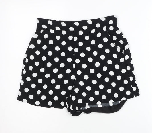 Mango Women’s Black White Polka Dot Paperbag Shorts Size 8