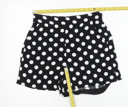 Mango Women’s Black White Polka Dot Paperbag Shorts Size 8
